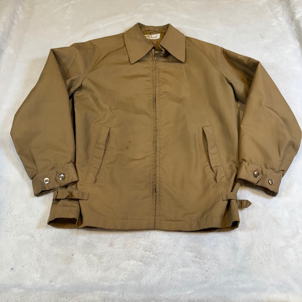 Vintage Zero King Harrington Jacket Tan Khaki Plaid‎ Lined Talon Zip Mens 38 USA